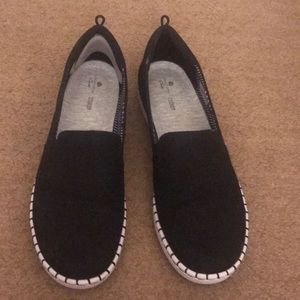 Clarks fabric slip ons
